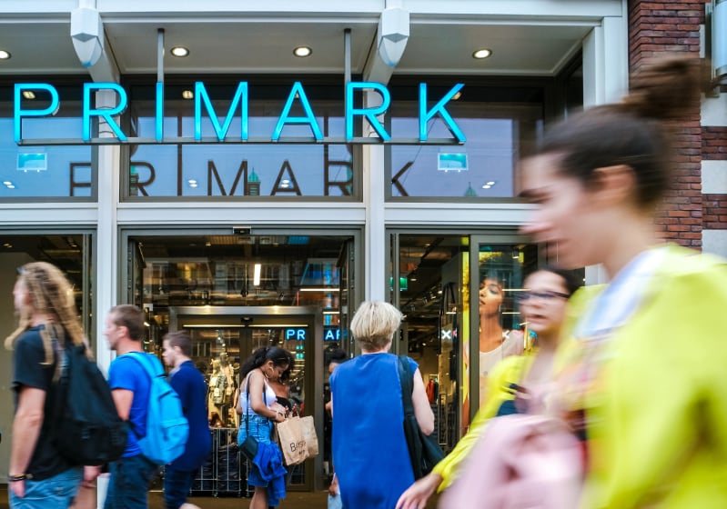 Primark store with shoppers outside
