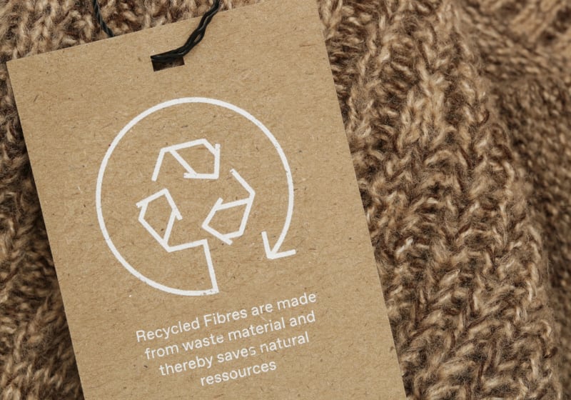 Image of recycled textile with labelling