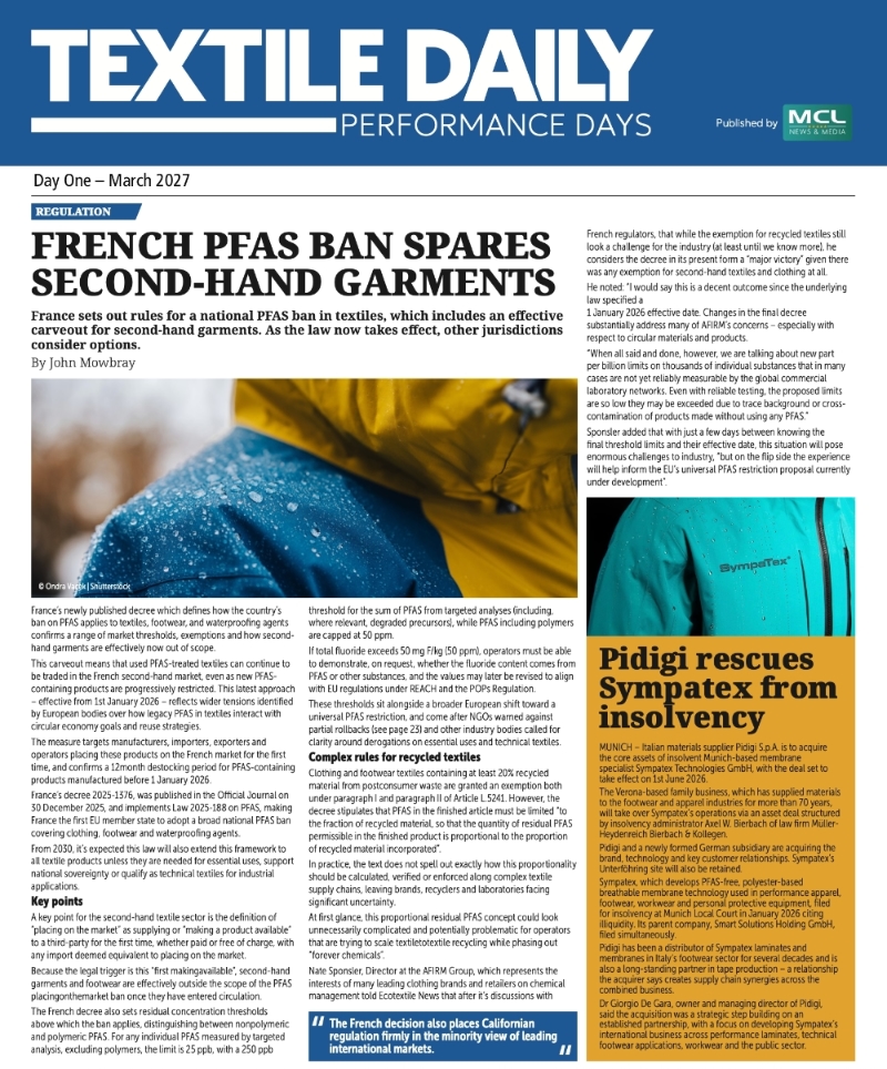 Textile Daily promo image of the newspaper